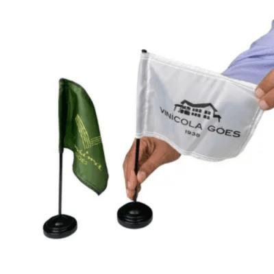 Bandeira de mesa personalizada em microfibra para eventos corporativos Kaue Confecções