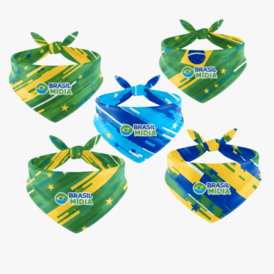 Bandana de brinde corporativo para endomarketing e onboarding da Kaue Confecções