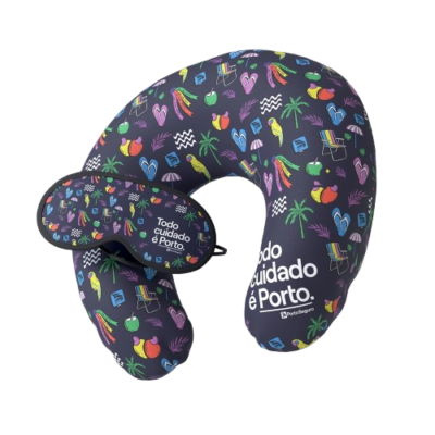 Kit Viagem Personalizado com Almofada de Pescoço e Máscara de Dormir